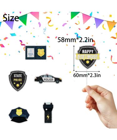 Police Themed Happy Birthday Cupcake Toppers 18-PC Set - Perfect for a boy or girl's police themed birthday party baby shower party or police retirement party decorations - SugarGera - Buy Online on GoSupps.com