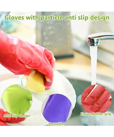 WOTPCRD 3 Pairs Kitchen Dishwashing Gloves Colorful Reusable Kitchen Gloves Anti-Slip Household Cleaning Gloves Rubber Cleaning Gloves Multipurpose Rubber Gloves for Washing Dishes and Cleaning Tasks - Buy Online on GoSupps.com