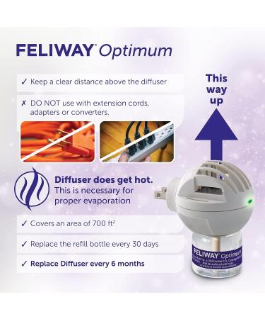 FELIWAY Optimum 30 Day Starter Kit - Calms Cats Better Than Ever - Helps with More Signs of Cat Stress in More Situations (incl. FELIWAY Cat Diffuser LMH19 & 1 x Refill D921) - Buy Online on GoSupps.com