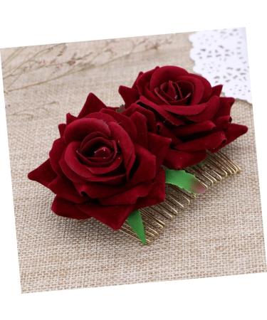 FRCOLOR Red Rose Garland Floral Hair Accessories Bridal Hair Pieces Floral Hair Comb Rose Hair Accessories Rose Flower Comb Fork Comb Wreath Wedding Headgear Flower Hair Accessories medium As Shown - Buy Online on GoSupps.com