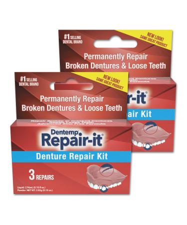 Dentemp Repair Kit - Repair-It Advanced Formula Denture Repair Kit (Pack of 2) - Denture Repair Kit Repairs Broken Dentures - Denture Repair to Mend Cracks & Replace Loose Teeth