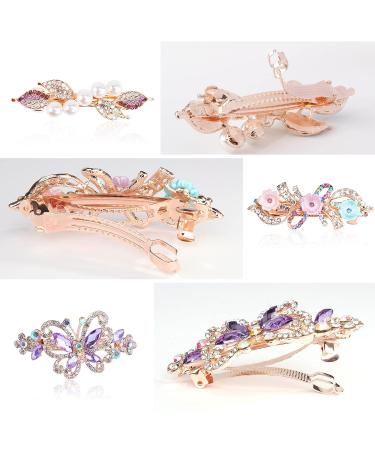 ACO-UINT 5 Pack Crystal Hair Barrettes for Women - Butterfly French Hair Clips for Thick Hair - Rhinestone Hair Accessories (Style2) - Buy Online on GoSupps.com