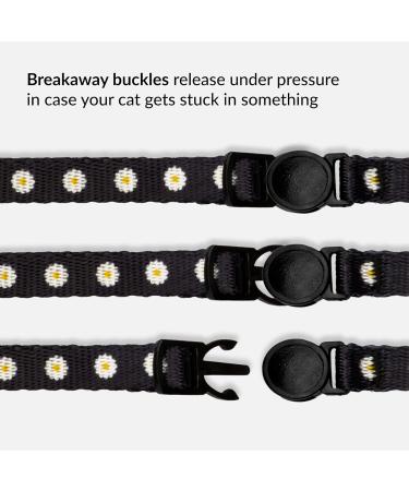 Collardirect Cat Necklace with Bell - Flower Pattern 2-Pack Adjustable Safety Neck Bands for Cats & Kittens (Black + Green) - Buy Online on GoSupps.com