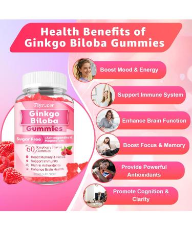 Ginkgo Biloba 300mg Gummies for Adults & Kids, Ginkgo Biloba Supplements for Focus, Memory, and Brain Health, Vegan, Sugar-Free, Raspberry Flavor, 60 Count 60 Count (Pack of 1) - Buy Online on GoSupps.com