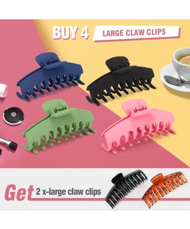 Hitituto Big Hair Claw Clips 6 Pack - Matte & Nonslip, Ideal for Thick & Thin Long Hair, Large Banana & Jaw Clips Hair Holder for Women - Buy Online on GoSupps.com