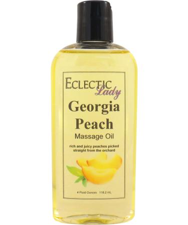 Georgia Peach Massage Oil 4 oz With Sweet Almond Oil and Jojoba Oil Preservative Free Perfect for Aromatherapy and Relaxation 4 Ounce