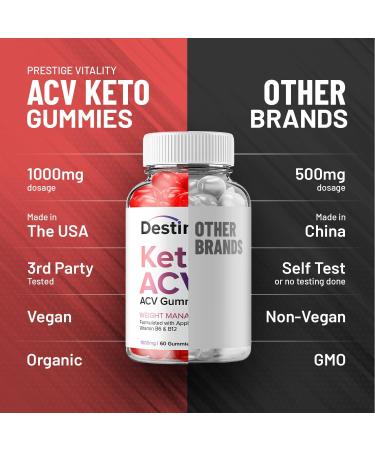 Buy Destiny Keto ACV Gummies - Advanced Apple Cider Vinegar Supplement for Men & Women - 60 Count - Buy Online on GoSupps.com