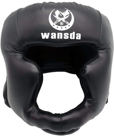 Kids Boxing Headgear - Synthetic Leather for Grappling, Judo, Kickboxing, Karate, Martial Arts, Muay Thai, Taekwondo - Black - Buy Online on GoSupps.com