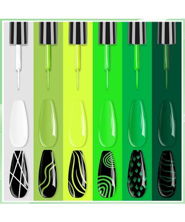 Morovan Gel Liner Nail Polish Set - 6 Colors Painted Gel Nail Polish Kit for Manicure - Green Gel Liner Nail Art Polish Set for Home and Salon - All Season Nail Art Kit - Buy Online on GoSupps.com