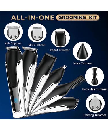 Lopeie Rechargeable Beard Trimmer for Men - All in One Cordless Grooming Kit - IPX7 Washable Clippers for Beard, Face, Nose - Fathers Day Gift - White - Buy Online on GoSupps.com