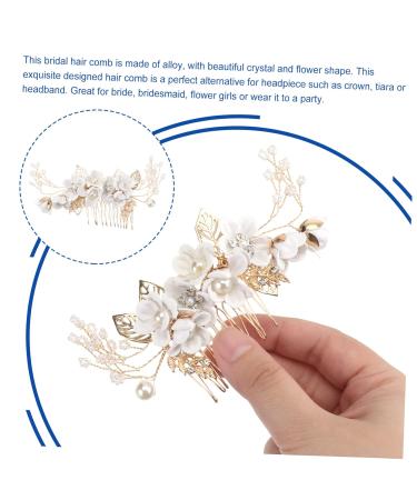 Minkissy Bridal Hair Clips | Gold Pearl Wedding Hair Comb | Crystal Hair Side Ridge Clip for Brides & Bridesmaids - Buy Online on GoSupps.com