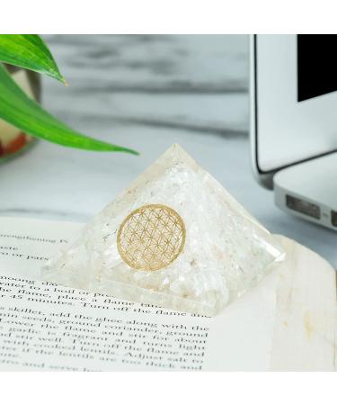 Clear Quartz Crystal Orgonite Pyramid - Energy Cleansing & Good Luck Decor 2 Handmade Natural Stone Sculpture - Buy Online on GoSupps.com