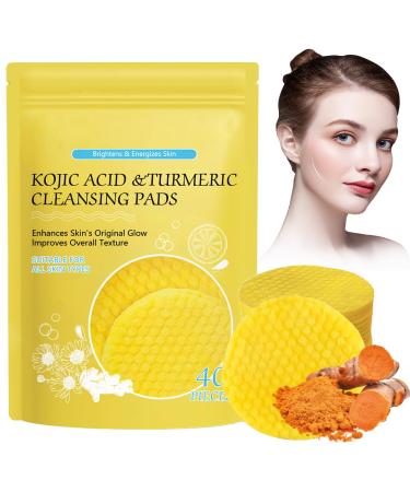 Kojic Acid and Turmeric Pads - Kojic Acid Cleansing Pads for Even Skin Tone - Infused Exfoliating Face Pads - Turmeric Cleansing Pads for Skincare - Balance Skin Oil and Soothes Skin - 40 Pads