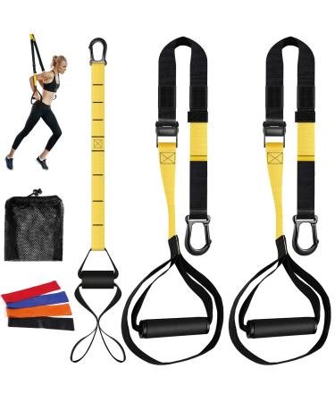 Resistance Training Kit, 2 Adjustable Resistance Bands with Handles + 1 Door Anchor + 4 Resistance Loop Bands, Bodyweight Resistance Bands for Working Out Hold up to 900 lbs Home Gym Equipment yellow