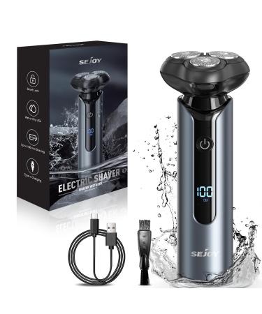 Electric Razor for Men Face Sejoy Electric Shaver Rechargeable Cordless 3D Floating Head UP to 180 Min Shaving Metallic IPX7 Waterproof Shaver