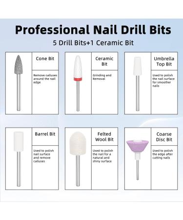 Electric Nail Drill Machine for Gel and Acrylic Nails | Portable USB Efile Set for Manicure Pedicure | White Gold Nail Tools - Buy Online on GoSupps.com