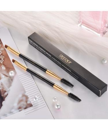 2pcs Docolor Duo Eyebrow Brush  Professional Eye Makeup Tool  Eyeshadow Brush and Spoolie Brush Black 2pcs black - Buy Online on GoSupps.com
