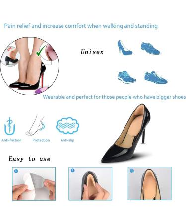 AKOAK Heel Cushion Inserts - Anti-Slip Shoe Grips for Too Big Shoes Blister Prevention Unisex Black & Beige - 2 Pairs - Buy Online on GoSupps.com