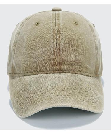 Edoneery Plain Cotton Adjustable Washed Twill Low Profile Baseball Cap Hat (A1008) - Khaki - Buy Online on GoSupps.com