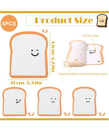 SEPKUS Reasuable Dish Sponge(8pcs) - Cute Toast Wood Pulp Cotton Sponges for Dishes Quick Drying Cleaning Sponge with Lanyards - Buy Online on GoSupps.com