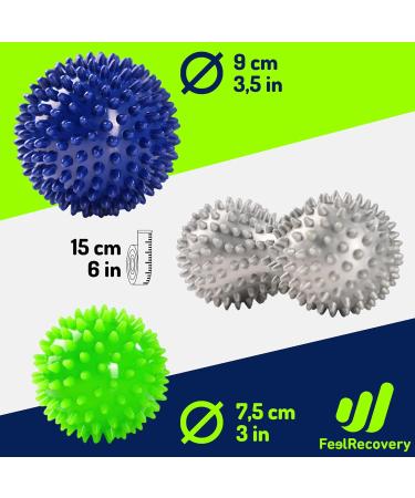 Set of 3 Hedgehog Massage Balls for Plantar Fasciitis Relief & Foot Reflexology - Mobility Relaxation & Rehabilitation - Buy Online on GoSupps.com