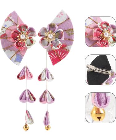 ifundom 1 Pair Japanese Style Barrettes Fan Barrettes Bride Decorate Cloth Hair - Buy Online on GoSupps.com
