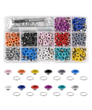 Laviesto Grommet Kit, 540 Sets 3/16 Inch Multi-Color Metal Eyelets Grommets Set with 3 Setting Tools for Clothes Shoes Bag Leather Crafts DIY Projects(12 Colors)
