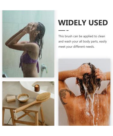 SOLUSTRE Dry Brush Body Lotion Back Applicator with Sponge for Exfoliating | Reach Handle for Shower Bath | Back Scratcher | Skin Care Tool - Buy Online on GoSupps.com