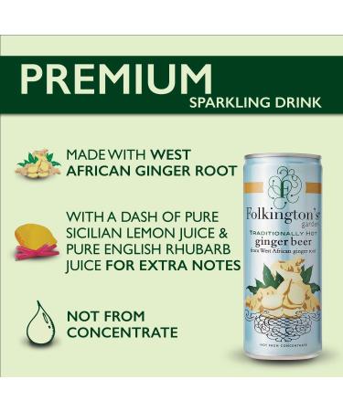 Folkington's Ginger Beer 12 x 250ml Cans - Premium Sparkling Soft Drink and Perfect Gin Mixer - Buy Online on GoSupps.com
