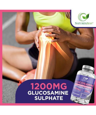 High Strength Glucosamine & Chondroitin Capsules with MSM - 180 Capsules with Vitamin C, Rosehip, Turmeric, Curcumin & Marine Collagen | UK Made by Natures Zest - Buy Online on GoSupps.com