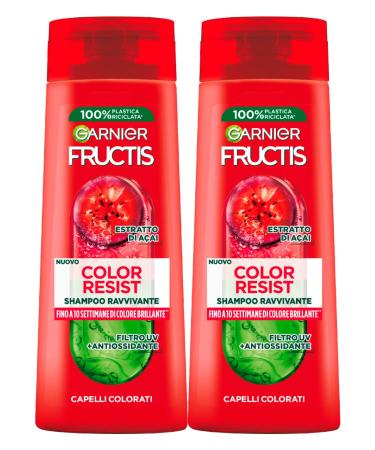 Garnier Garnier Fructis Color Resist Revitalizing Shampoo for Colored Hair with Acai Extract and UV Filter. Vibrant color for up to 10 weeks. Intensely nourishes. - 2 x 250ml bottles