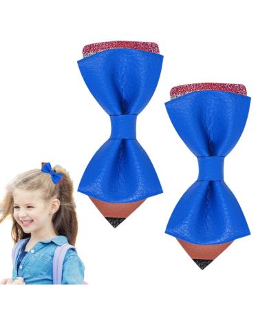 Teacher Hair Clips Pencil Bows Hair Clips for Back to School | School Hair Accessories Strong Hold Claw Clips for Kindergarten Students Cheerleader Girls Blue