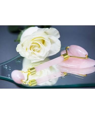 Jade Face Roller & Gua Sha Set | Rose Quartz Facial Massager for Anti-Aging Reducing Wrinkles & Muscle Tension - Buy Online on GoSupps.com