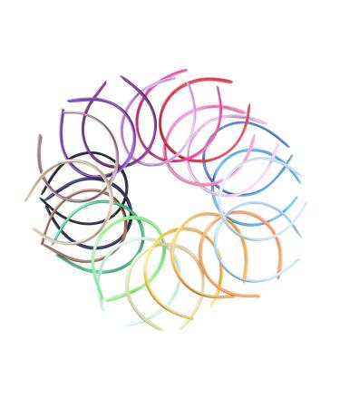 Suyegirl 33 PCS 0.6 Inch DIY Satin Covered Headbands - Colorful Ribbon Hairbands for Girls and Teens - Non Slip Multicolor Craft Headbands for Women - Buy Online on GoSupps.com