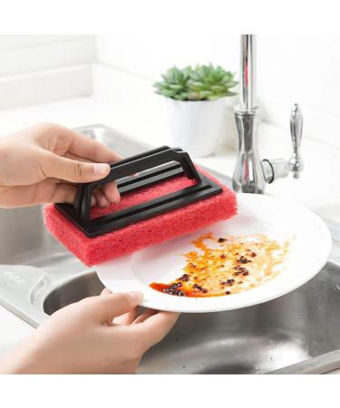 Scrub Sponge Brush with Handle Tub and Tile Cleaning Brush for Cleaning Bathroom Multiple Use Sponge Brush Scrubber Green - Buy Online on GoSupps.com