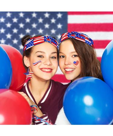 July 4th Accessories Kit: American Flag Headbands, Patriotic Scrunchies, USA Flag Earrings, Temporary Tattoos, Star Bead Necklaces - Buy Online on GoSupps.com
