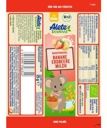 Alete Crispy Strip Strawberry Milk Snack - Palm Oil Free Natural Flavor Ideal for Kids 3+ 1 Pack (50g) - Buy Online on GoSupps.com