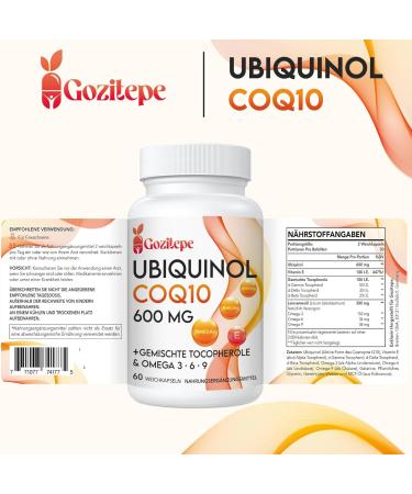 Ubiquinol CoQ10 600 mg Soft Capsules with Omega 3 6 9 & Vitamin E - High Absorption Coenzyme Q10 Supplement (120 Capsules 2-Pack) - Buy Online on GoSupps.com