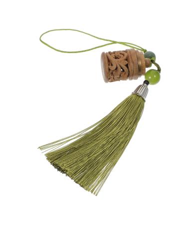 HEMOTON 1pc Green Sandalwood Incense Box Tassel Keychain Diffuser Pendant Hollow-Out Pedant Blush Cell Phone