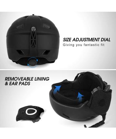 Odoland Snow Ski Helmet and Goggles Set - Sports Protective Gear for Skiing and Snowboarding - Black - Size S (21-22''/54-56cm) - Buy Online on GoSupps.com