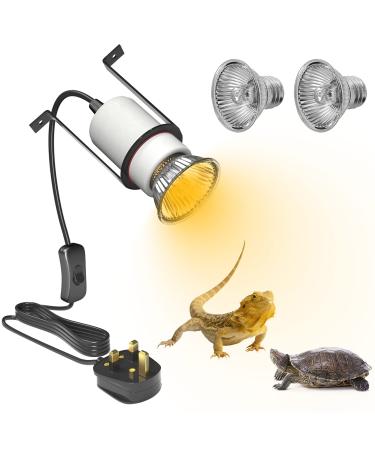 Luxvista Pet Heat Lamp Holder Ceramic Heater Bracket for Reptiles Tortoise Pet Heat Lamp with 2 Pack 50W E27 Heat Lamp Bulb