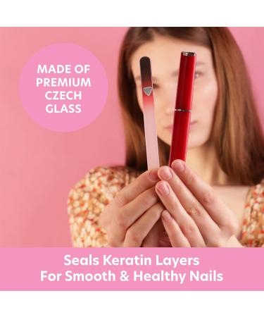 Premium Glass Nail File with Case | Czech Glass Manicure Tool | Precision Smooth Finish | Bona Fide Beauty Black Red - Buy Online on GoSupps.com