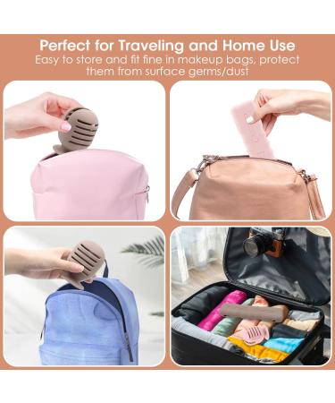 4-Pack Silicone Makeup Brush Holder & Travel Case | Portable Suctioned Drying Stand & Magnetic Organizer | Beauty Blender & Brushes Covers | Pink Khaki - Buy Online on GoSupps.com