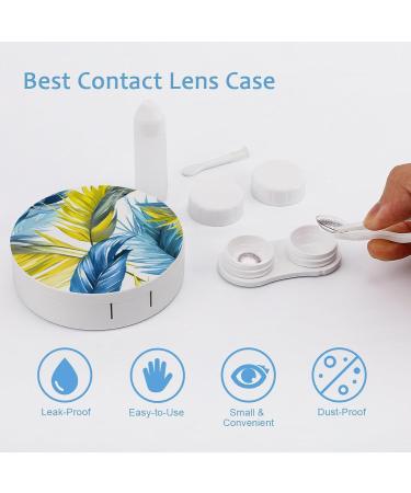 Tropical Leaves Contact Lens Travel Kit - Portable Cute Box with Mirror for Outdoor Use | International Shipping Available - Buy Online on GoSupps.com