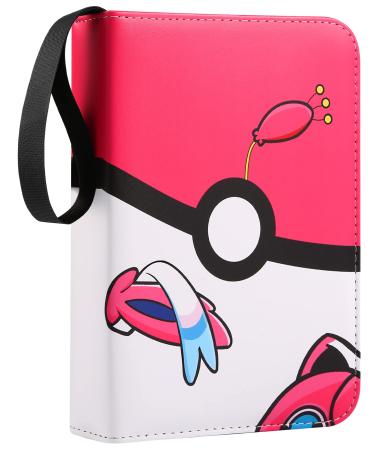 Khlerox Trading Card Binder with Sleeves, Card Binder Collect Holder Album, Holds Up to 400 Cards with 50 Removable Page, Carrying Case Binder Folder Storage Organizer for Boys Girls (Pink) (Pink)