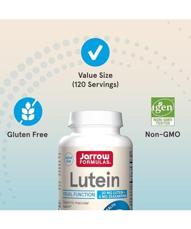 Jarrow Formulas Lutein 20 mg With Zeaxanthin, Dietary Supplement for Visual Function and Macular Health Support, 120 Softgels, 120 Day Supply - Buy Online on GoSupps.com
