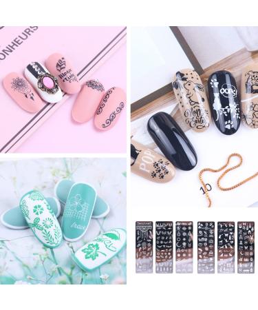6-Piece Nail Art Plates Set - Stamping Stencils with Transparent Stamper & Scratch Tool | Plant & Animal Motifs for DIY Manicure - Buy Online on GoSupps.com