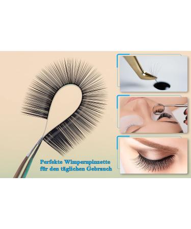 SMI 8-Piece Eyelash Tweezers Set - Stainless Steel Pointed & Bent Eyelash Extensions Tools for 3D 6D Volume Lashes - Includes Stylish Case - Gold & Black - Buy Online on GoSupps.com