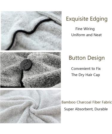 Yuyi Hair Towel Wrap - Bamboo Charcoal Fiber Absorbent Turban for Long & Thick Hair | Anti-Frizz Ultra Soft Bath Cap for Women - Quick Drying (Dark Gray) - Buy Online on GoSupps.com
