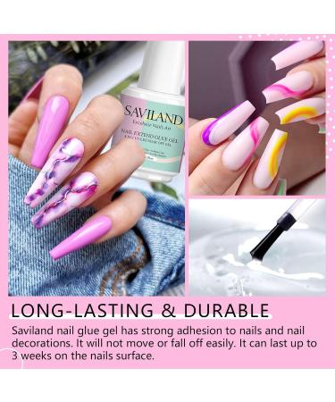 SAVILAND 4-in-1 Gel X Nail Glue - 2 PCS 15 ML Super Strong Brush On Nail Glue for Acrylic & False Nails UV & LED Lamp Required - Perfect for Lasting Manicures - Buy Online on GoSupps.com